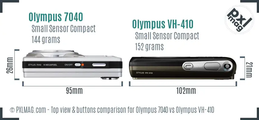 Olympus 7040 vs Olympus VH-410 top view buttons comparison