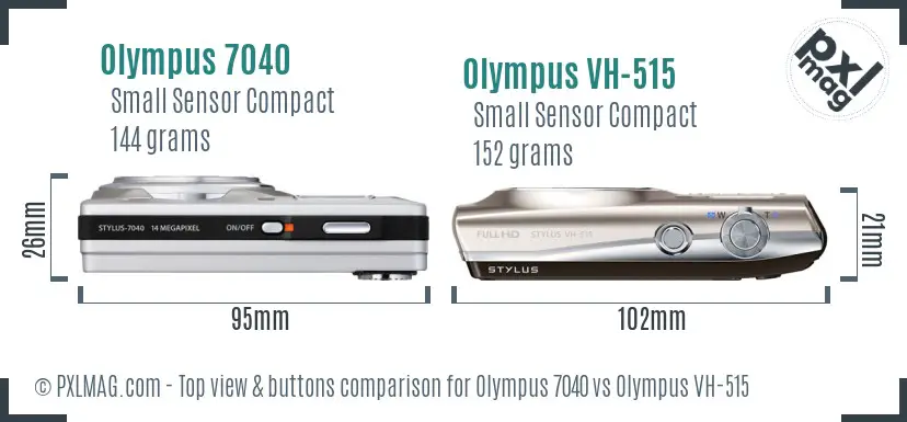 Olympus 7040 vs Olympus VH-515 top view buttons comparison