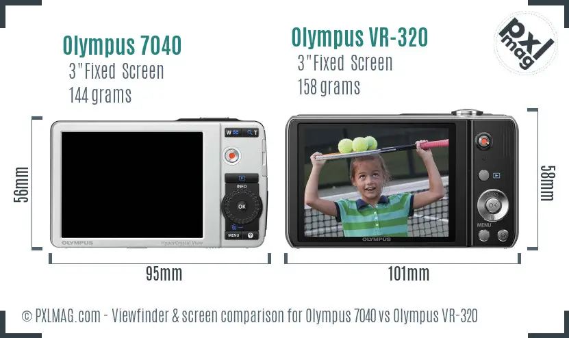Olympus 7040 vs Olympus VR-320 Screen and Viewfinder comparison