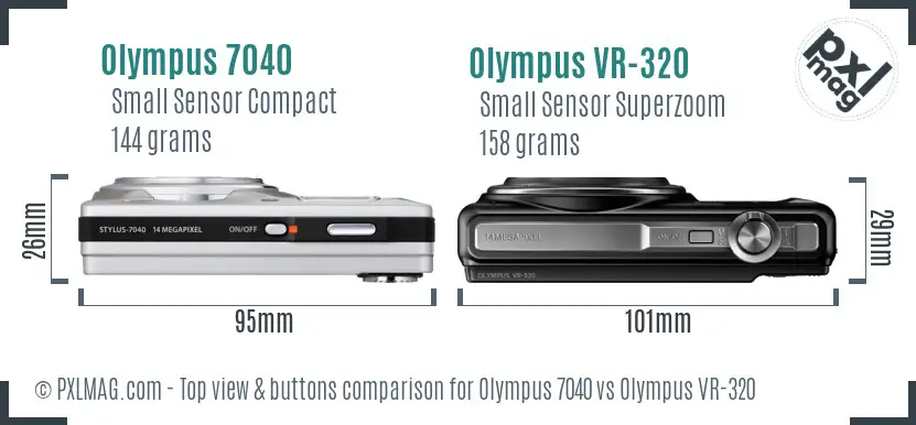 Olympus 7040 vs Olympus VR-320 top view buttons comparison