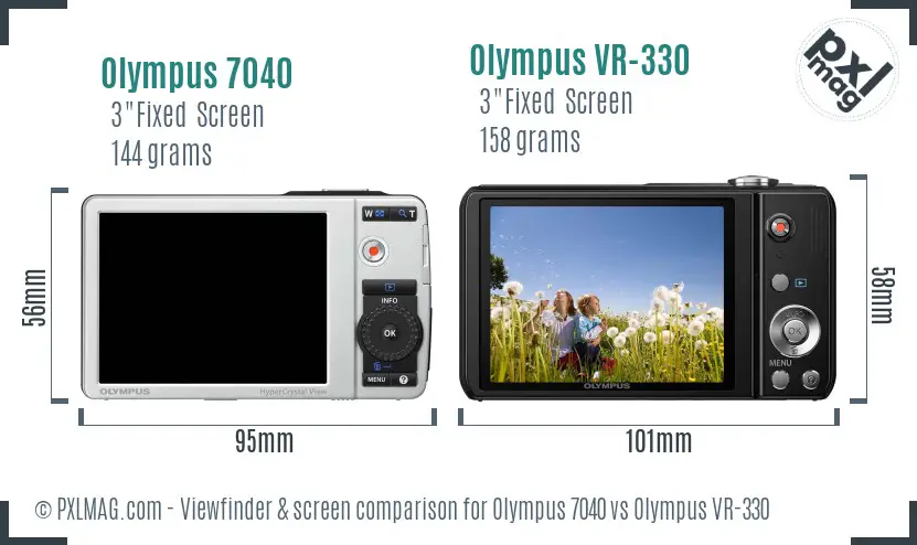 Olympus 7040 vs Olympus VR-330 Screen and Viewfinder comparison