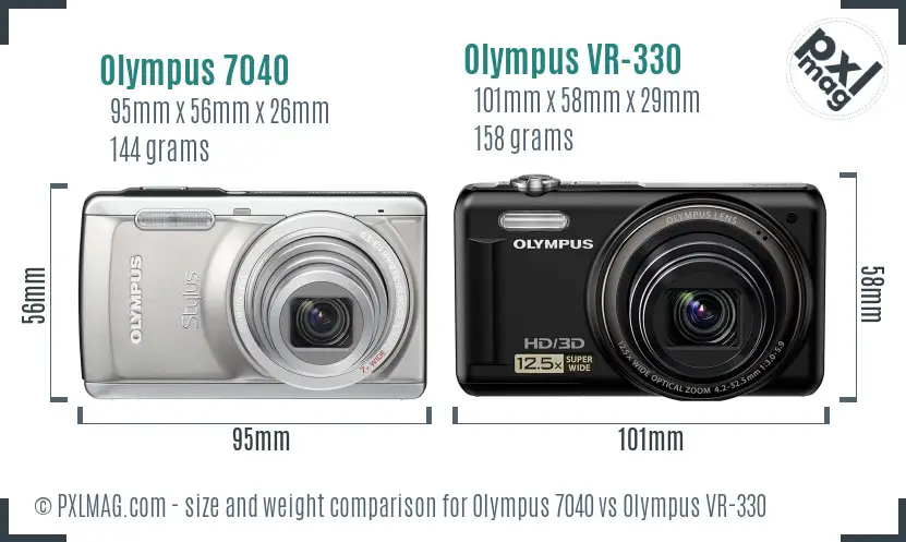 Olympus 7040 vs Olympus VR-330 size comparison