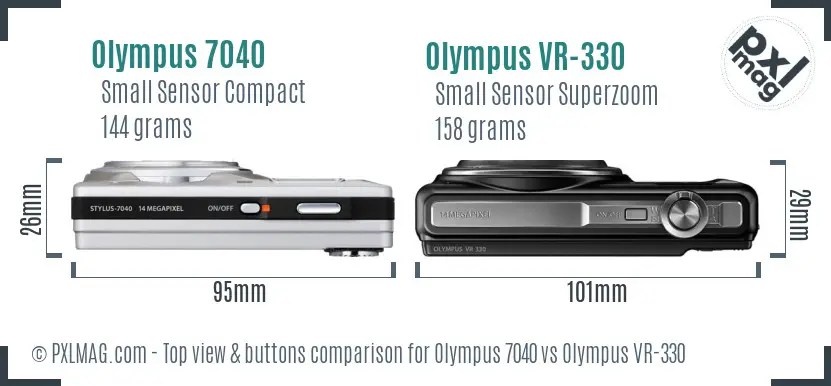 Olympus 7040 vs Olympus VR-330 top view buttons comparison