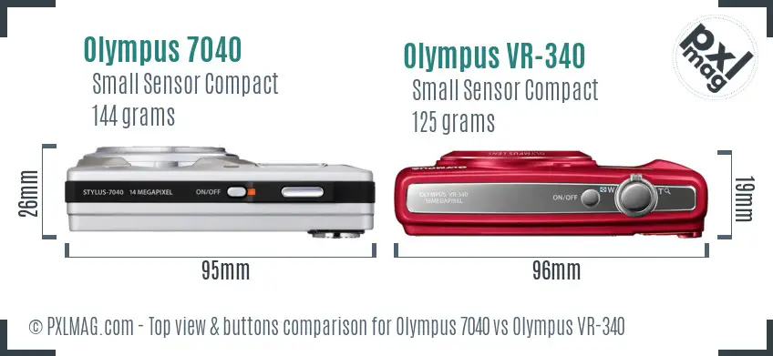 Olympus 7040 vs Olympus VR-340 top view buttons comparison