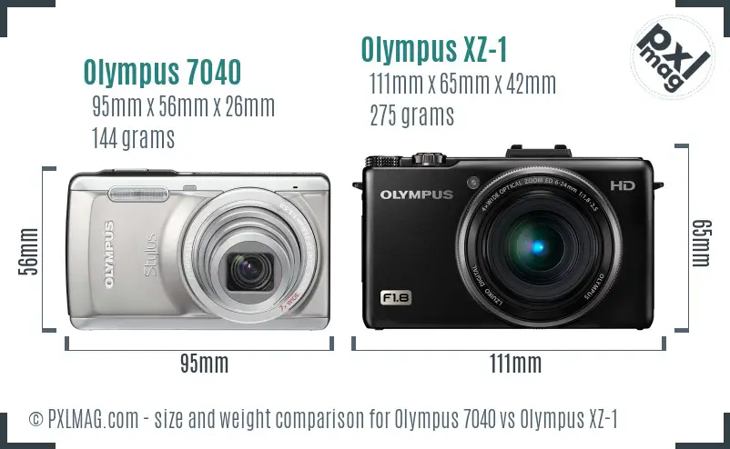 Olympus 7040 vs Olympus XZ-1 size comparison