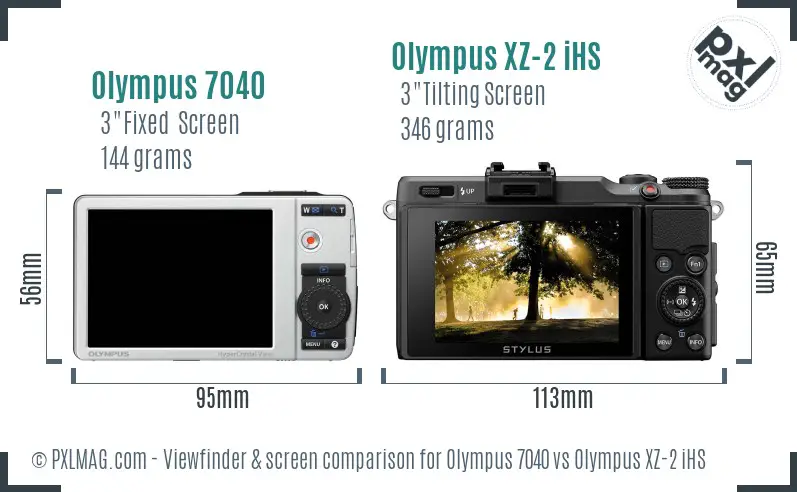 Olympus 7040 vs Olympus XZ-2 iHS Screen and Viewfinder comparison