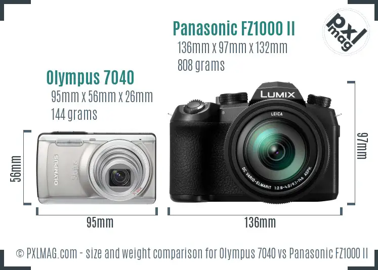 Olympus 7040 vs Panasonic FZ1000 II size comparison