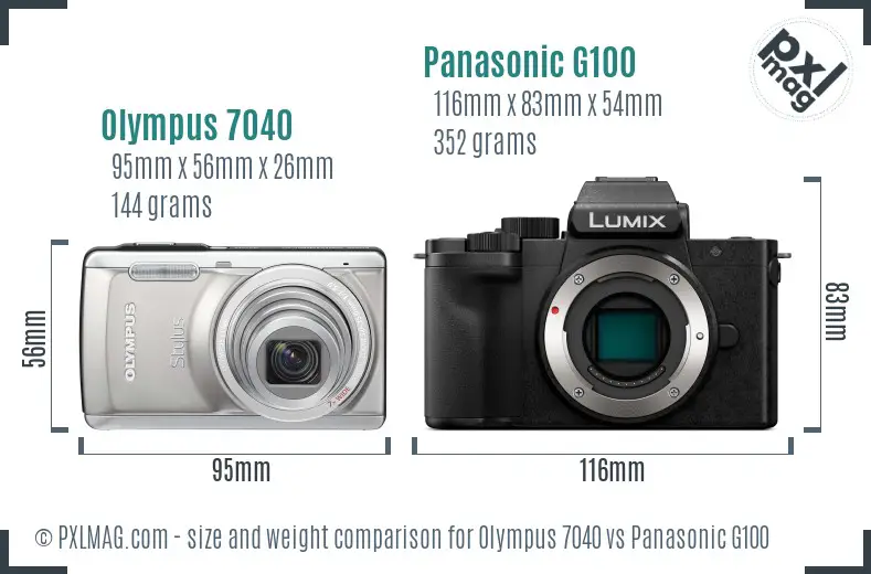 Olympus 7040 vs Panasonic G100 size comparison