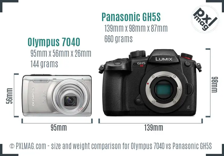 Olympus 7040 vs Panasonic GH5S size comparison