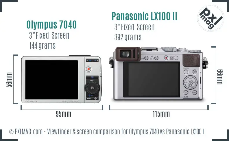 Olympus 7040 vs Panasonic LX100 II Screen and Viewfinder comparison
