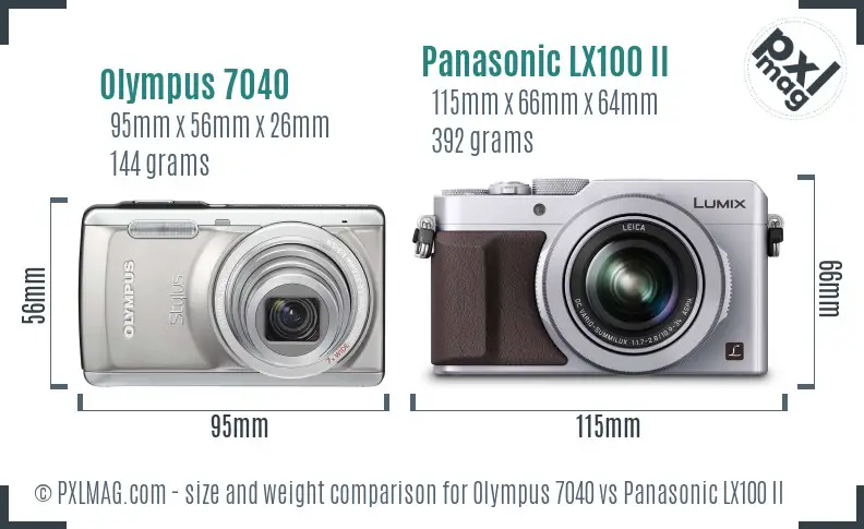 Olympus 7040 vs Panasonic LX100 II size comparison