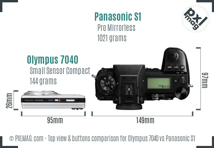 Olympus 7040 vs Panasonic S1 top view buttons comparison