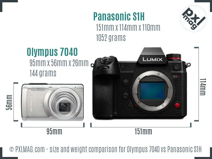 Olympus 7040 vs Panasonic S1H size comparison