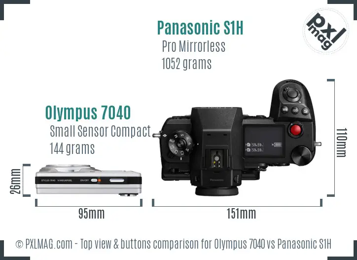Olympus 7040 vs Panasonic S1H top view buttons comparison