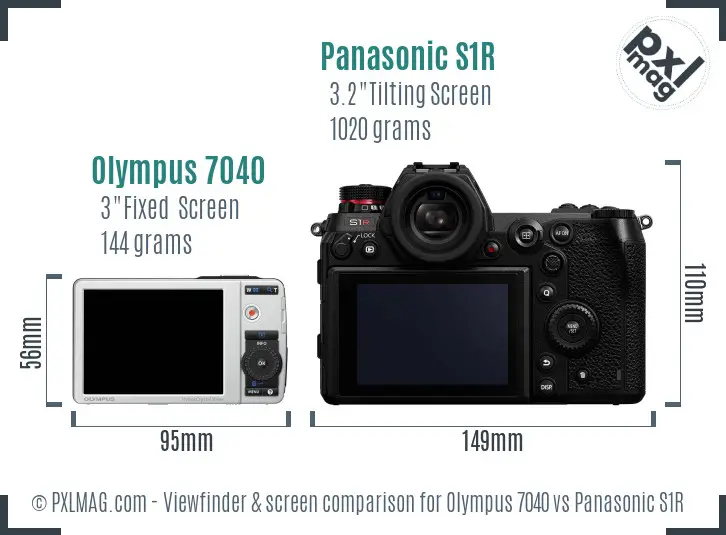 Olympus 7040 vs Panasonic S1R Screen and Viewfinder comparison