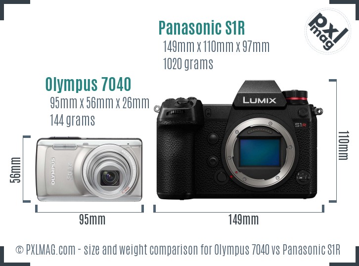 Olympus 7040 vs Panasonic S1R size comparison