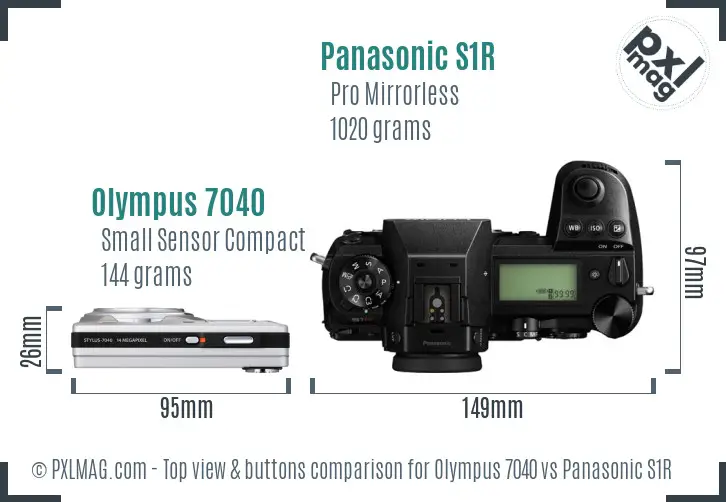 Olympus 7040 vs Panasonic S1R top view buttons comparison