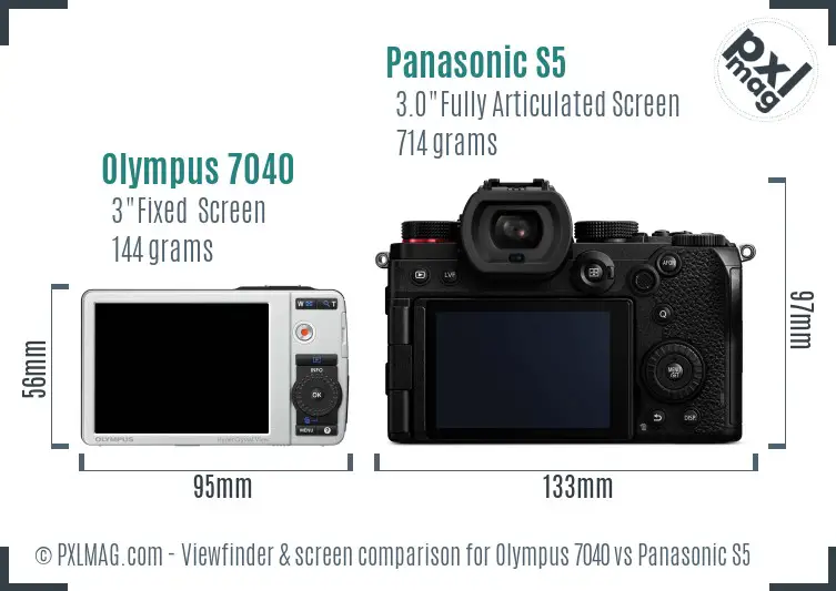 Olympus 7040 vs Panasonic S5 Screen and Viewfinder comparison