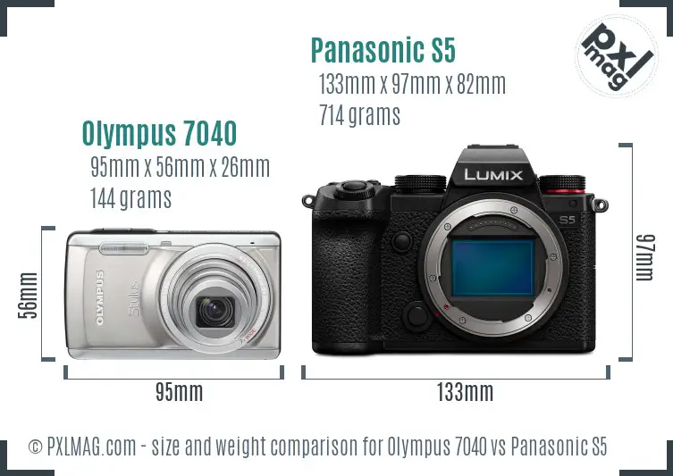 Olympus 7040 vs Panasonic S5 size comparison