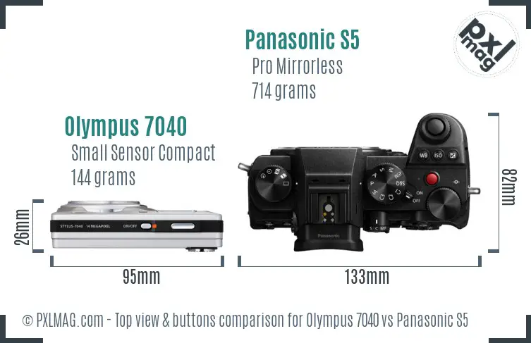 Olympus 7040 vs Panasonic S5 top view buttons comparison