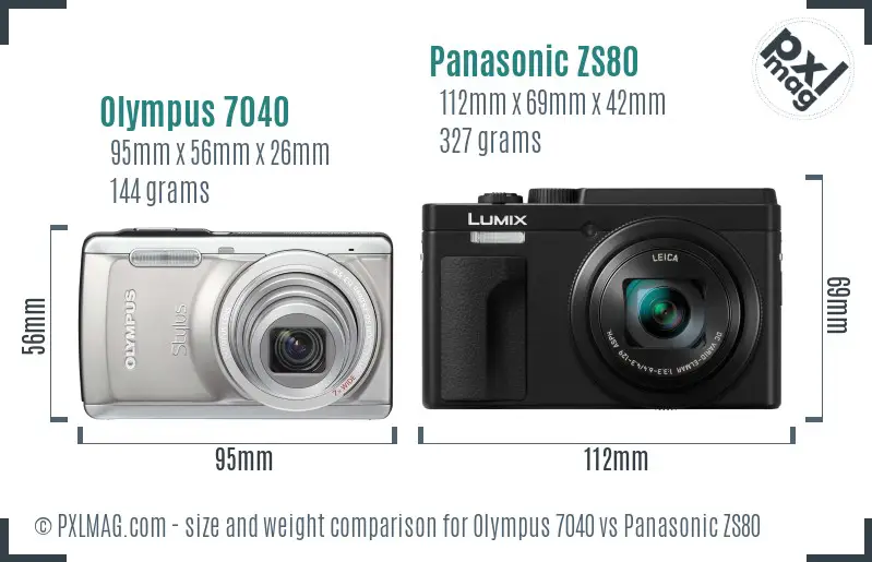 Olympus 7040 vs Panasonic ZS80 size comparison