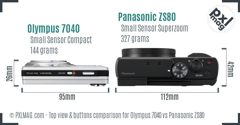 Olympus 7040 vs Panasonic ZS80 top view buttons comparison