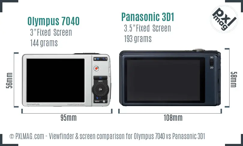 Olympus 7040 vs Panasonic 3D1 Screen and Viewfinder comparison