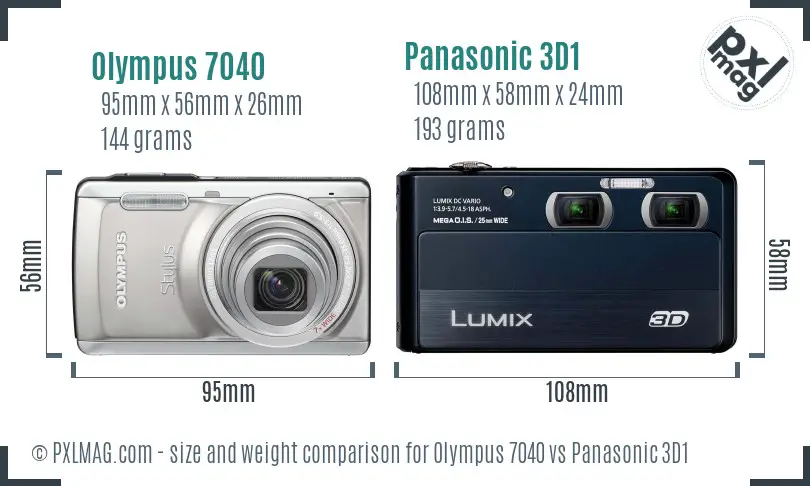 Olympus 7040 vs Panasonic 3D1 size comparison