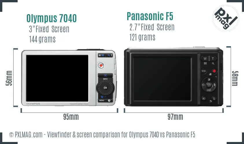 Olympus 7040 vs Panasonic F5 Screen and Viewfinder comparison