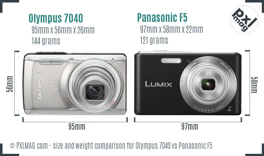 Olympus 7040 vs Panasonic F5 size comparison