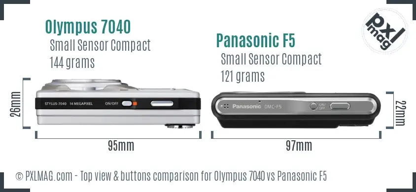 Olympus 7040 vs Panasonic F5 top view buttons comparison