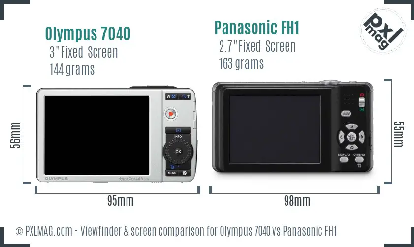 Olympus 7040 vs Panasonic FH1 Screen and Viewfinder comparison