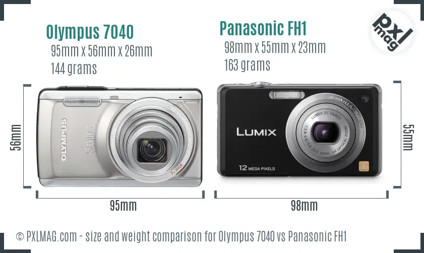 Olympus 7040 vs Panasonic FH1 size comparison