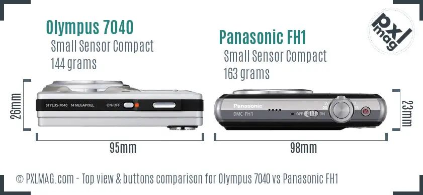 Olympus 7040 vs Panasonic FH1 top view buttons comparison