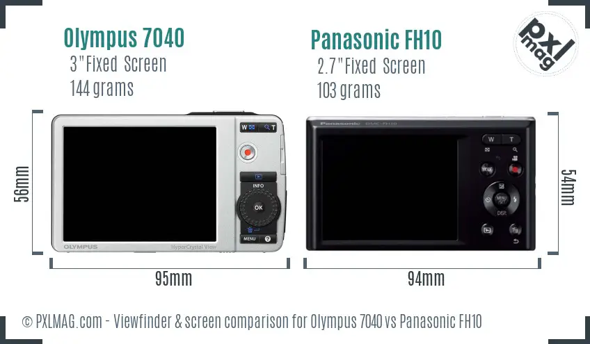 Olympus 7040 vs Panasonic FH10 Screen and Viewfinder comparison