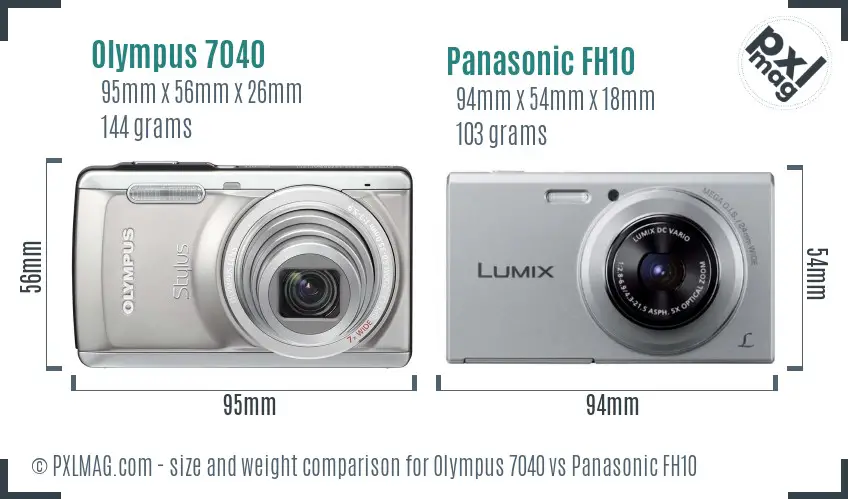 Olympus 7040 vs Panasonic FH10 size comparison