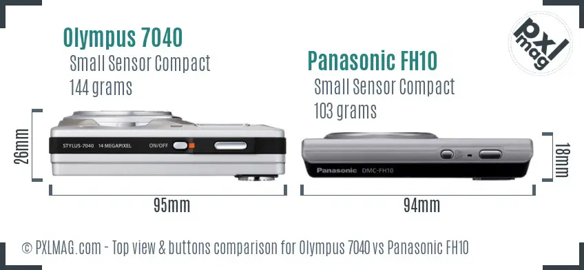 Olympus 7040 vs Panasonic FH10 top view buttons comparison