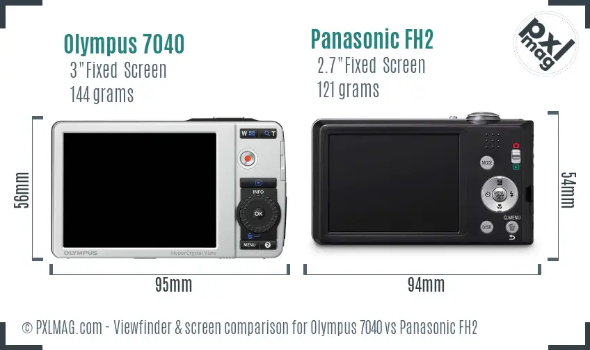 Olympus 7040 vs Panasonic FH2 Screen and Viewfinder comparison