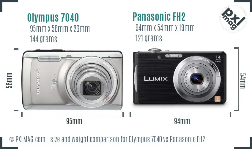 Olympus 7040 vs Panasonic FH2 size comparison