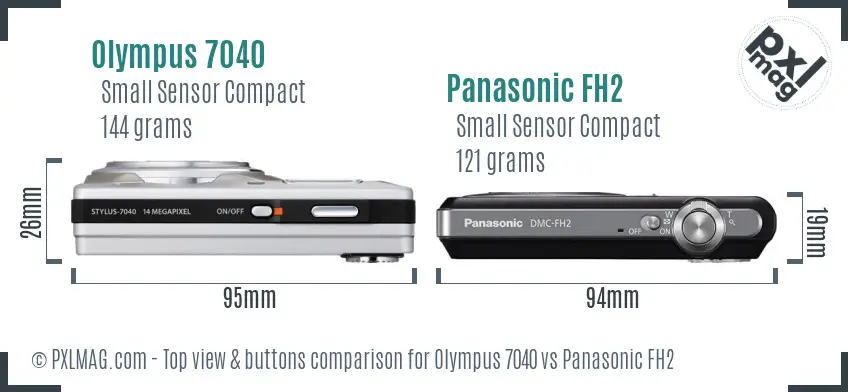 Olympus 7040 vs Panasonic FH2 top view buttons comparison