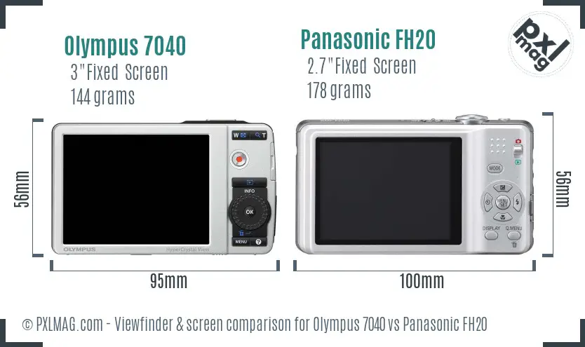 Olympus 7040 vs Panasonic FH20 Screen and Viewfinder comparison