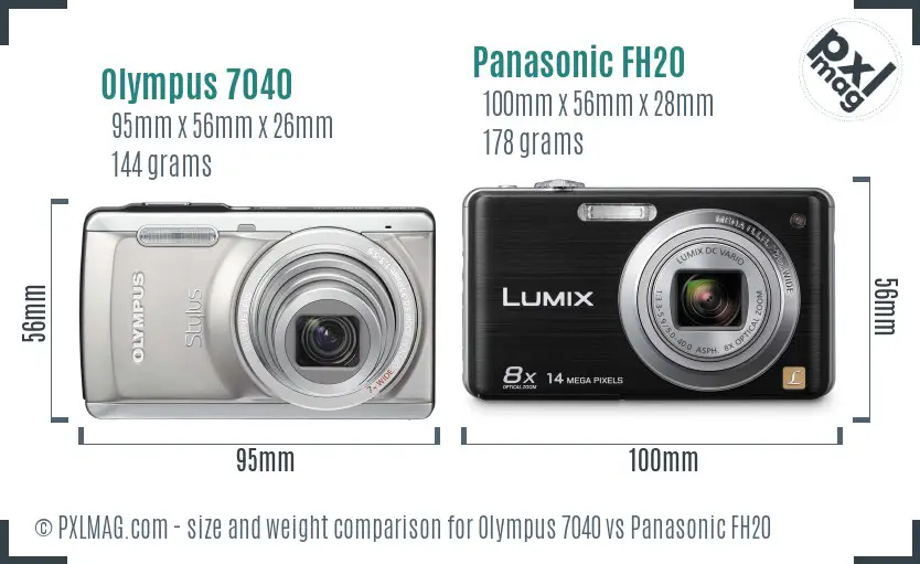 Olympus 7040 vs Panasonic FH20 size comparison