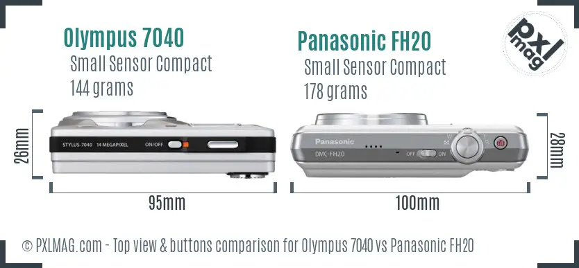 Olympus 7040 vs Panasonic FH20 top view buttons comparison