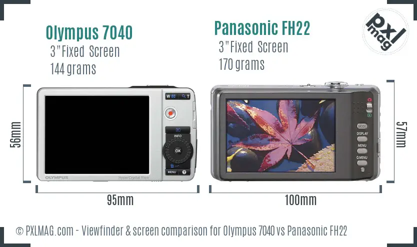 Olympus 7040 vs Panasonic FH22 Screen and Viewfinder comparison