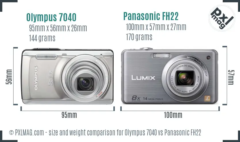 Olympus 7040 vs Panasonic FH22 size comparison