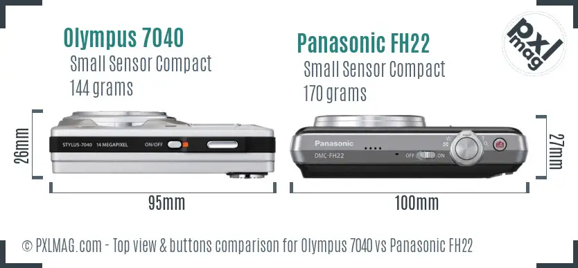 Olympus 7040 vs Panasonic FH22 top view buttons comparison