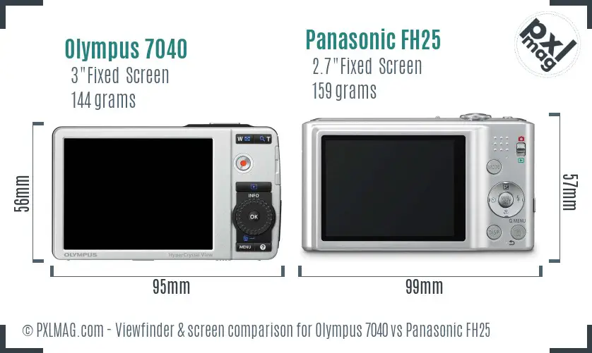 Olympus 7040 vs Panasonic FH25 Screen and Viewfinder comparison