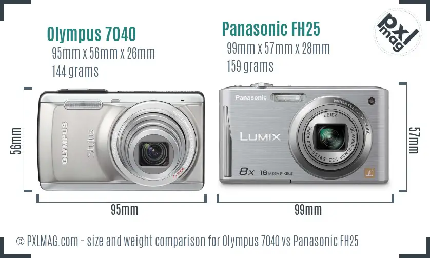 Olympus 7040 vs Panasonic FH25 size comparison
