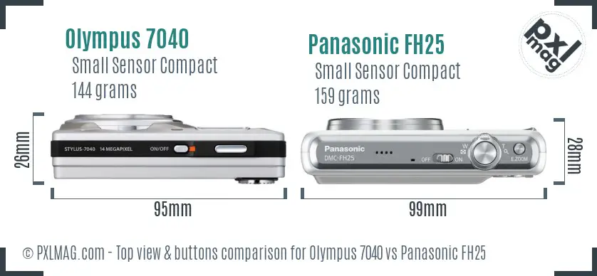Olympus 7040 vs Panasonic FH25 top view buttons comparison