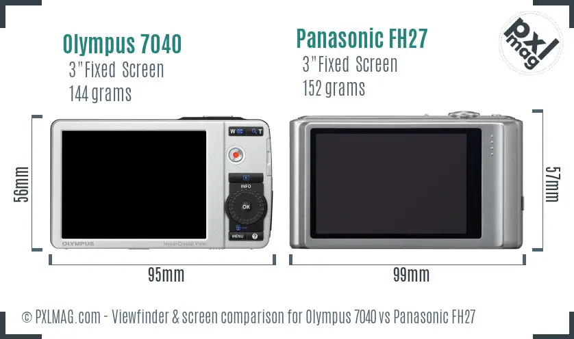 Olympus 7040 vs Panasonic FH27 Screen and Viewfinder comparison